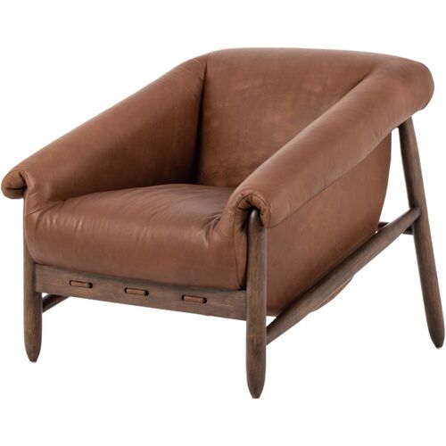 Kennedy Leather Accent Chair, Sienna