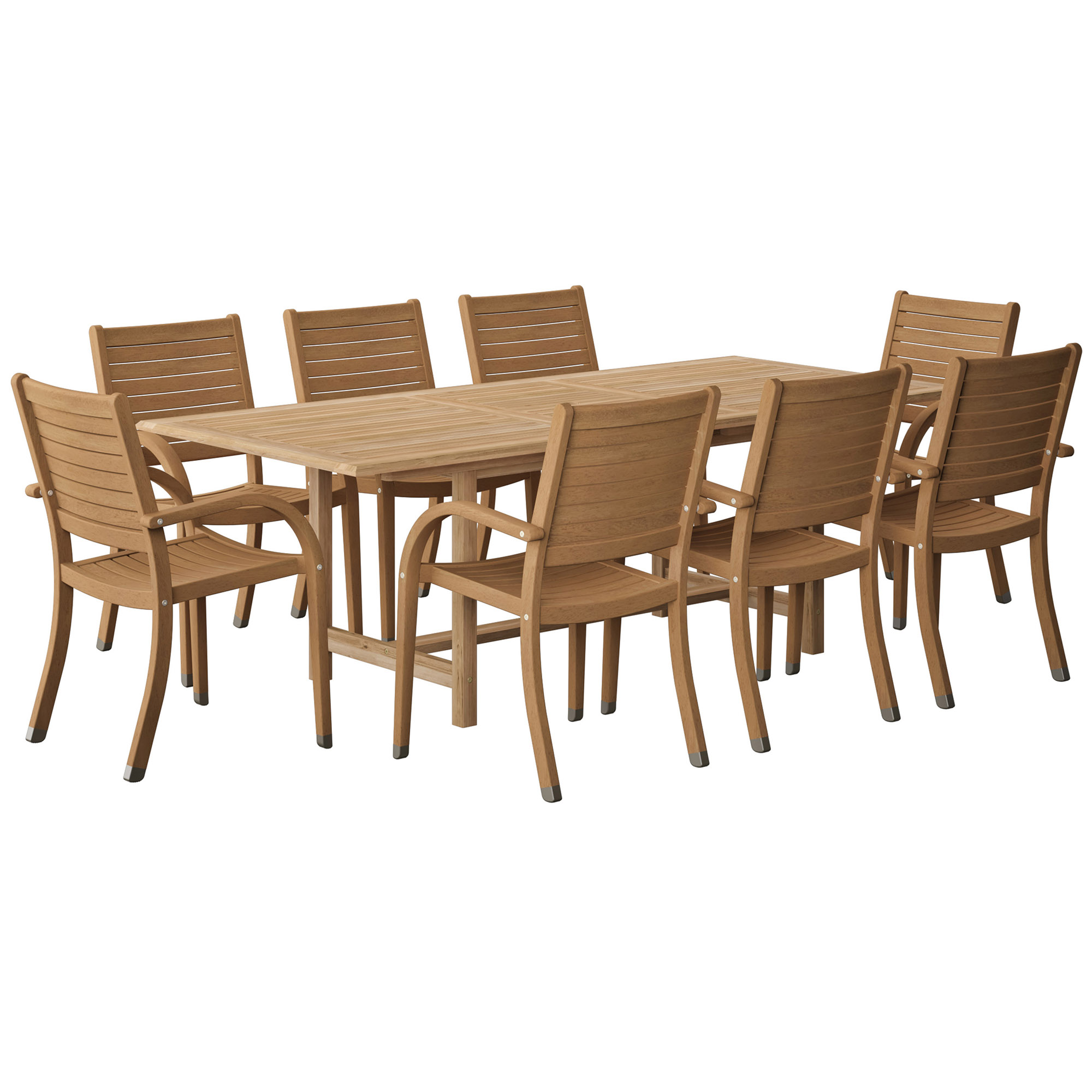 Branwyn 9-Pc Rectangular Extension Outdoor Teak Dining Set Branwyn 9-Pc Rectangular Extension Outdoor Teak Dining Set