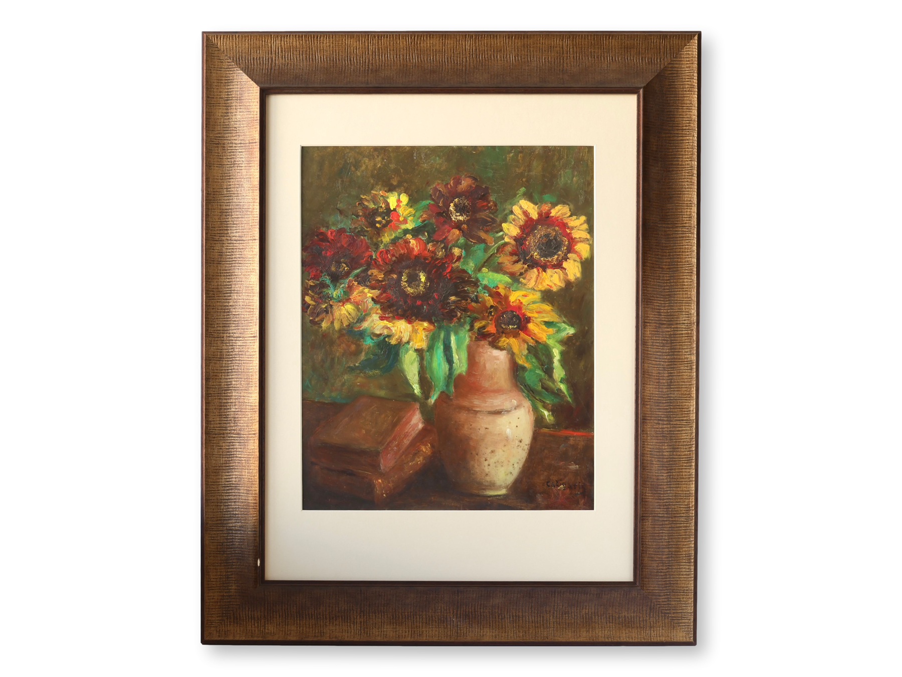French Still Life Painting of Sunflowers~P77715048
