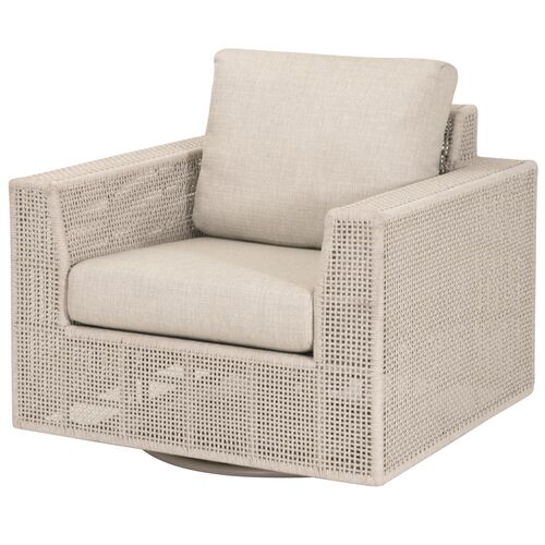 Tulum Outdoor Rope Swivel Rocker Sofa Chair, Oat Tulum Outdoor Rope Swivel Rocker Sofa Chair, Oat