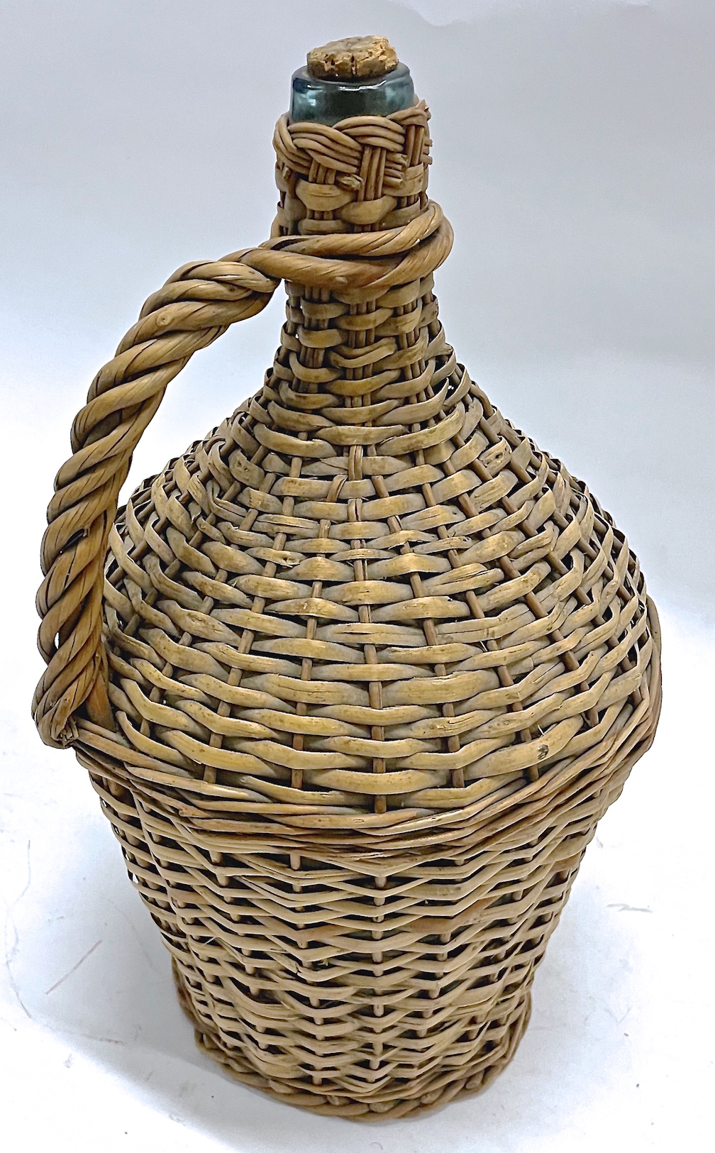 Medium Basket Covered Glass Bottle~P77623438