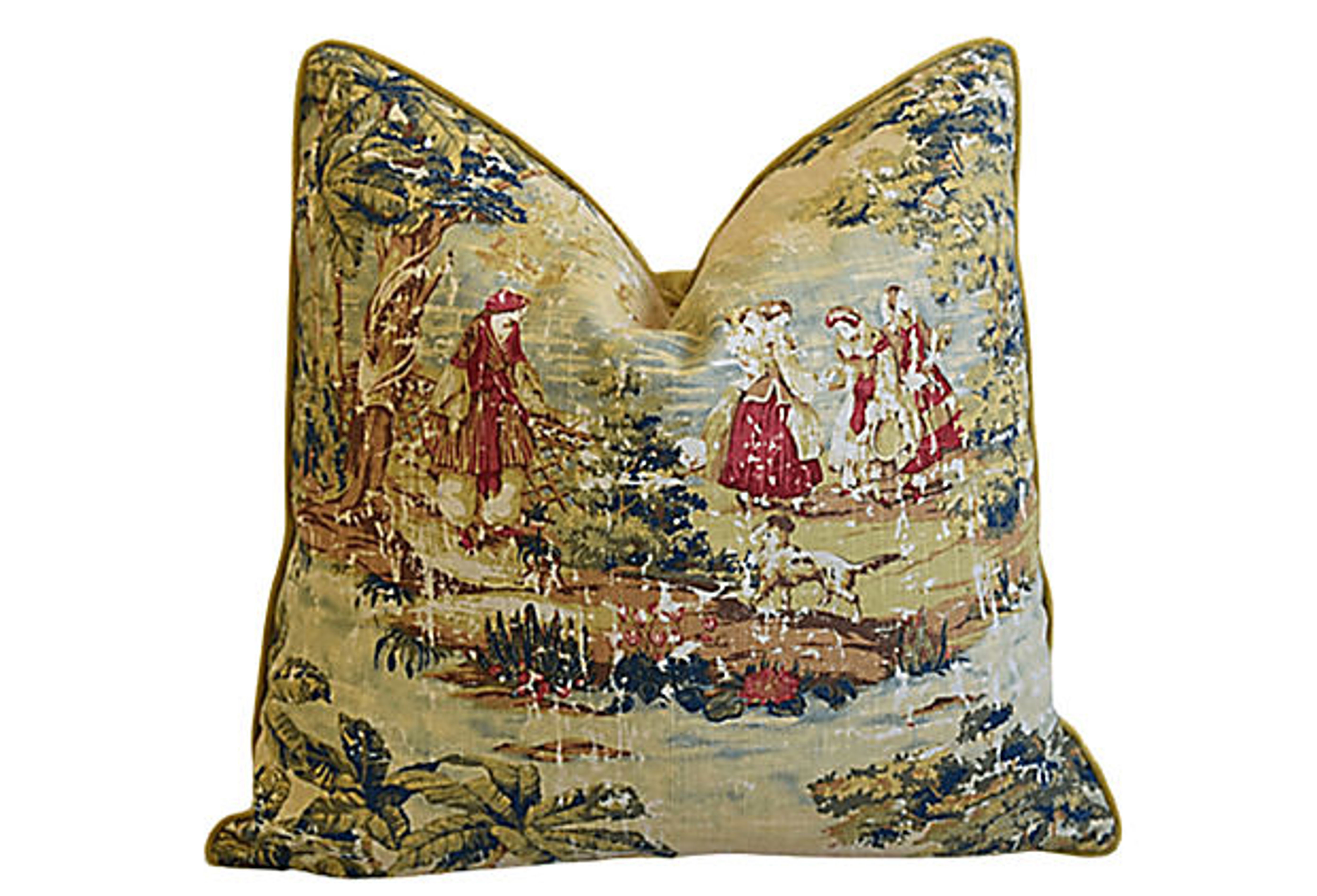 Romantic French Toile Linen Pillow~P77623175