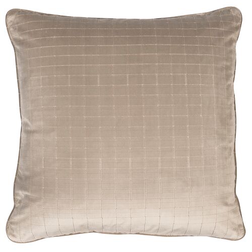 Quinby Quilted Velvet Pillow, Putty Quinby Quilted Velvet Pillow, Putty