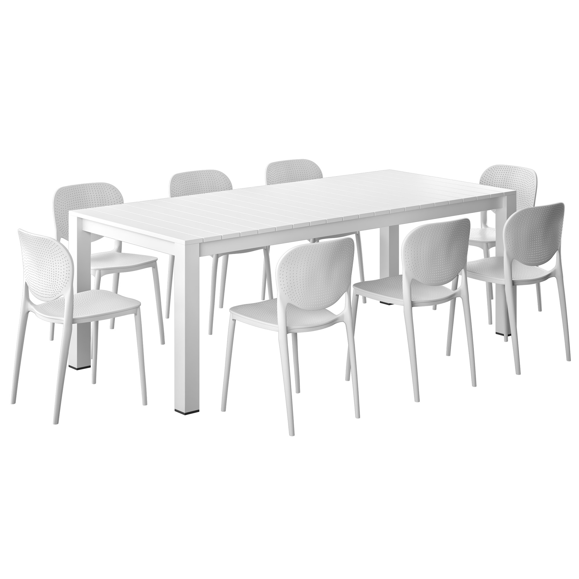 Astor 9-Pc Outdoor Aluminum Dining Set, White