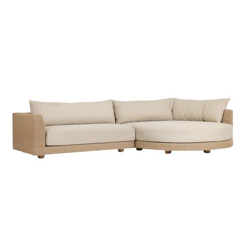 Inez Outdoor 2-Piece Sectional w/ Chaise, Casa Cream