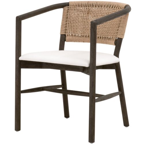Cedar Accent/Dining Chair, Matte Brown Oak/Jute/Pearl