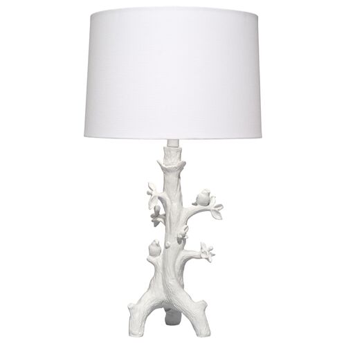 Sycamore Bird Resin Table Lamp, White