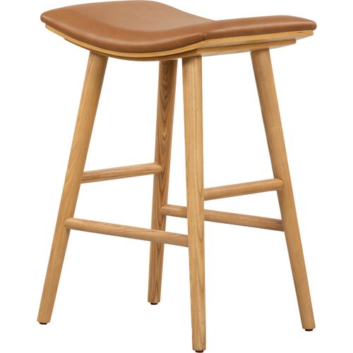 Hue Leather Counter Stool, Natural/Butterscotch~P77642202