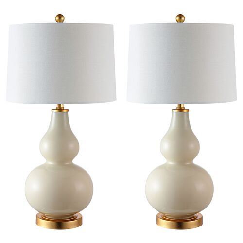 S/2 Addison Table Lamps, Cream~P69512967