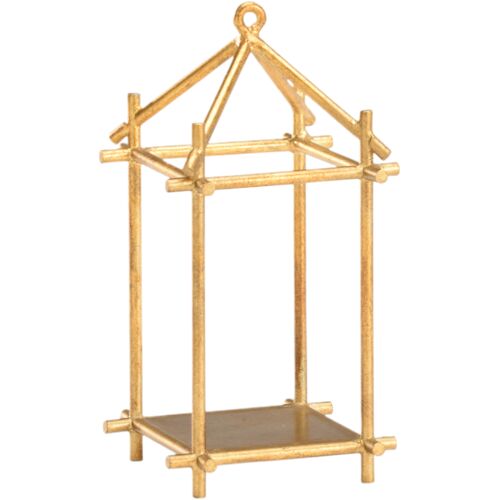 Baton Iron Hurricane Candleholder, Gold