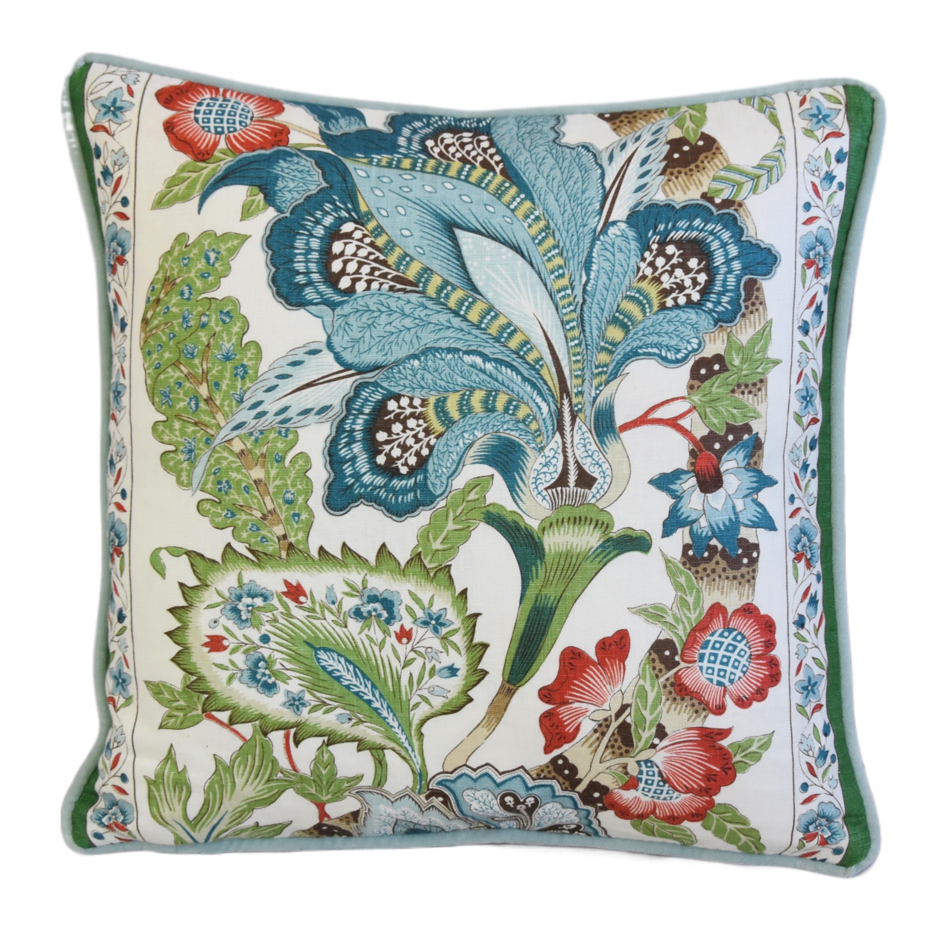 Schumacher Anjou Floral Stripe Pillow~P77692941