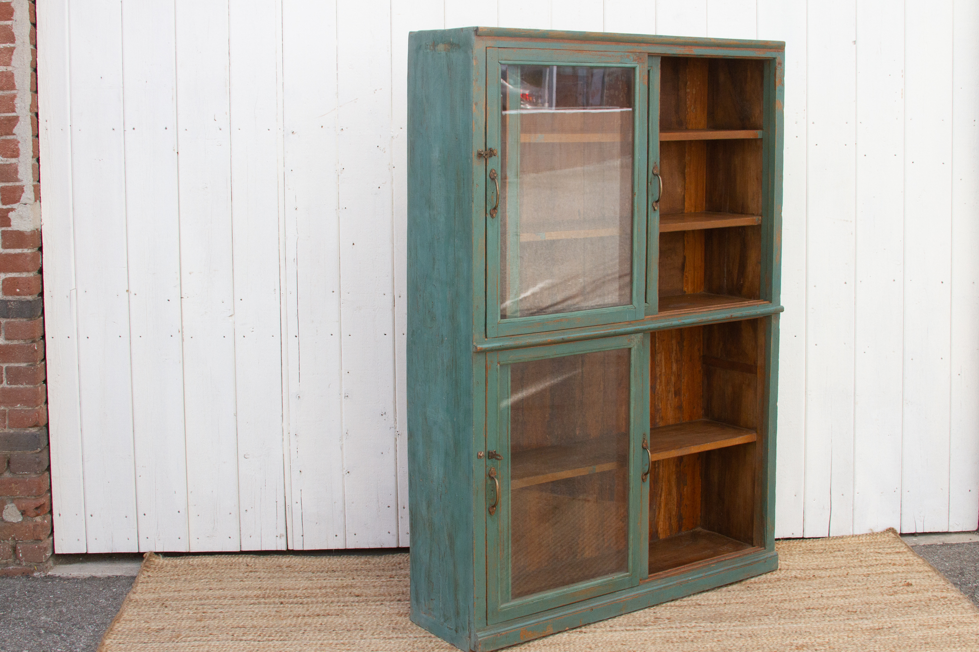Tall Early 20th Painted Display Cabinet~P77678181