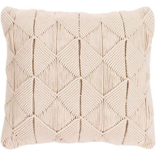 Miranda Macrame Pillow, Cream