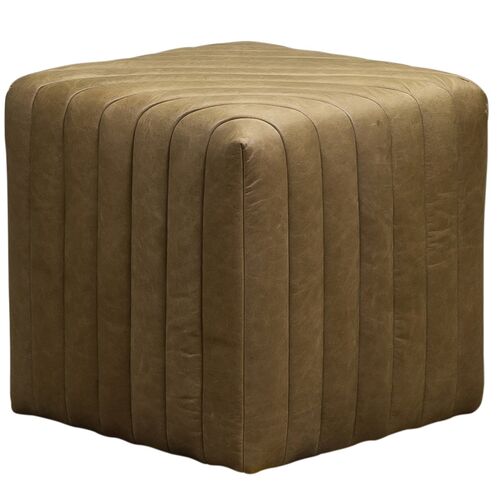Ashbourne Leather Cube Ottoman