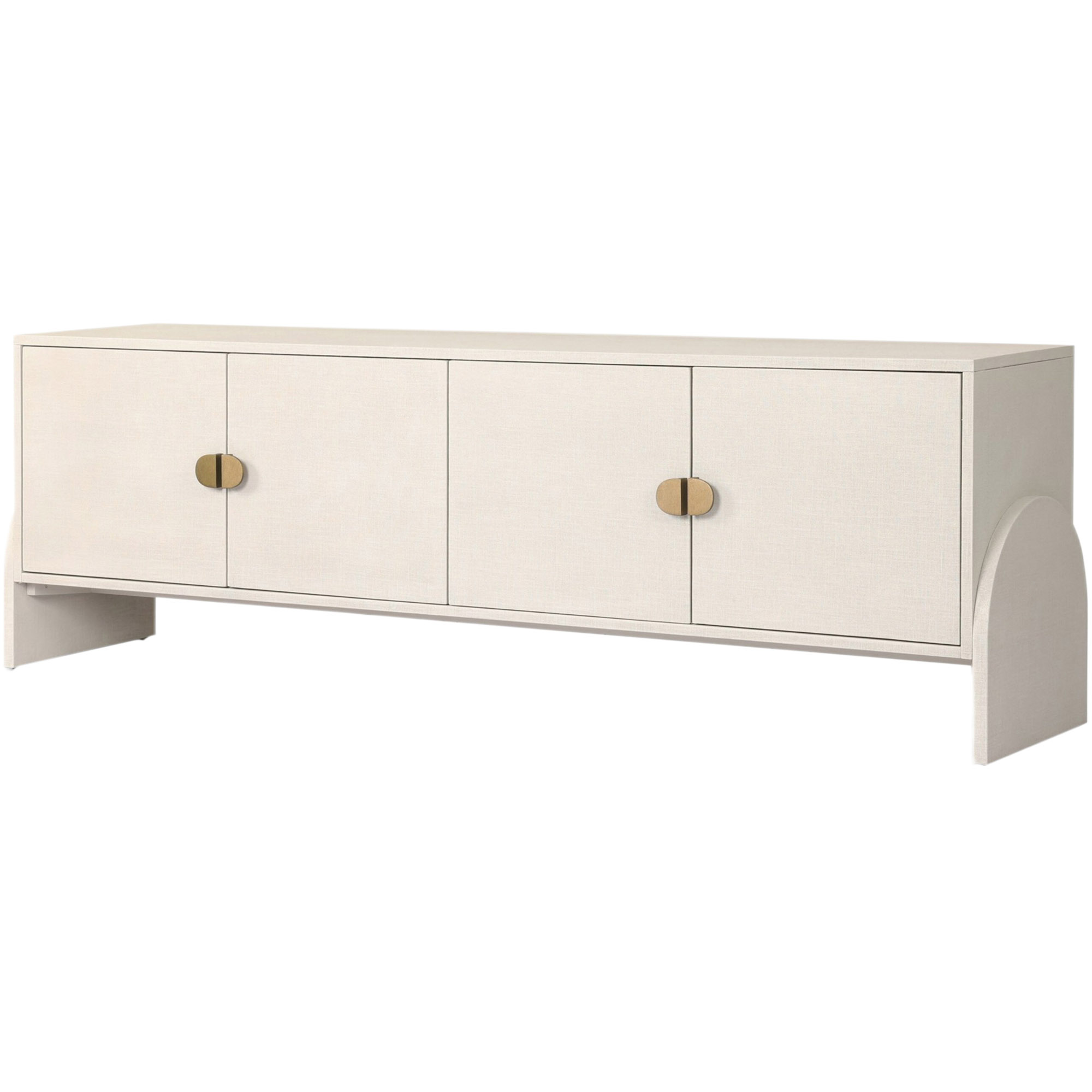 Aeris 4-Door Painted Linen Media Console, Ivory
