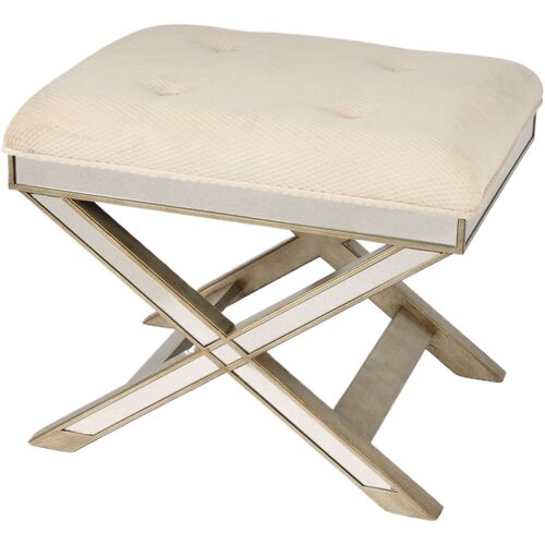 Graham Mirrored Ottoman, Silver~P75643901