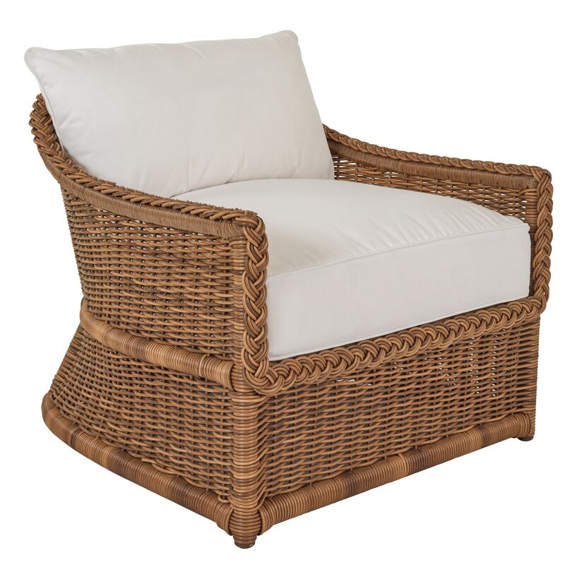 Emilia Raffia Lounge Chair, White