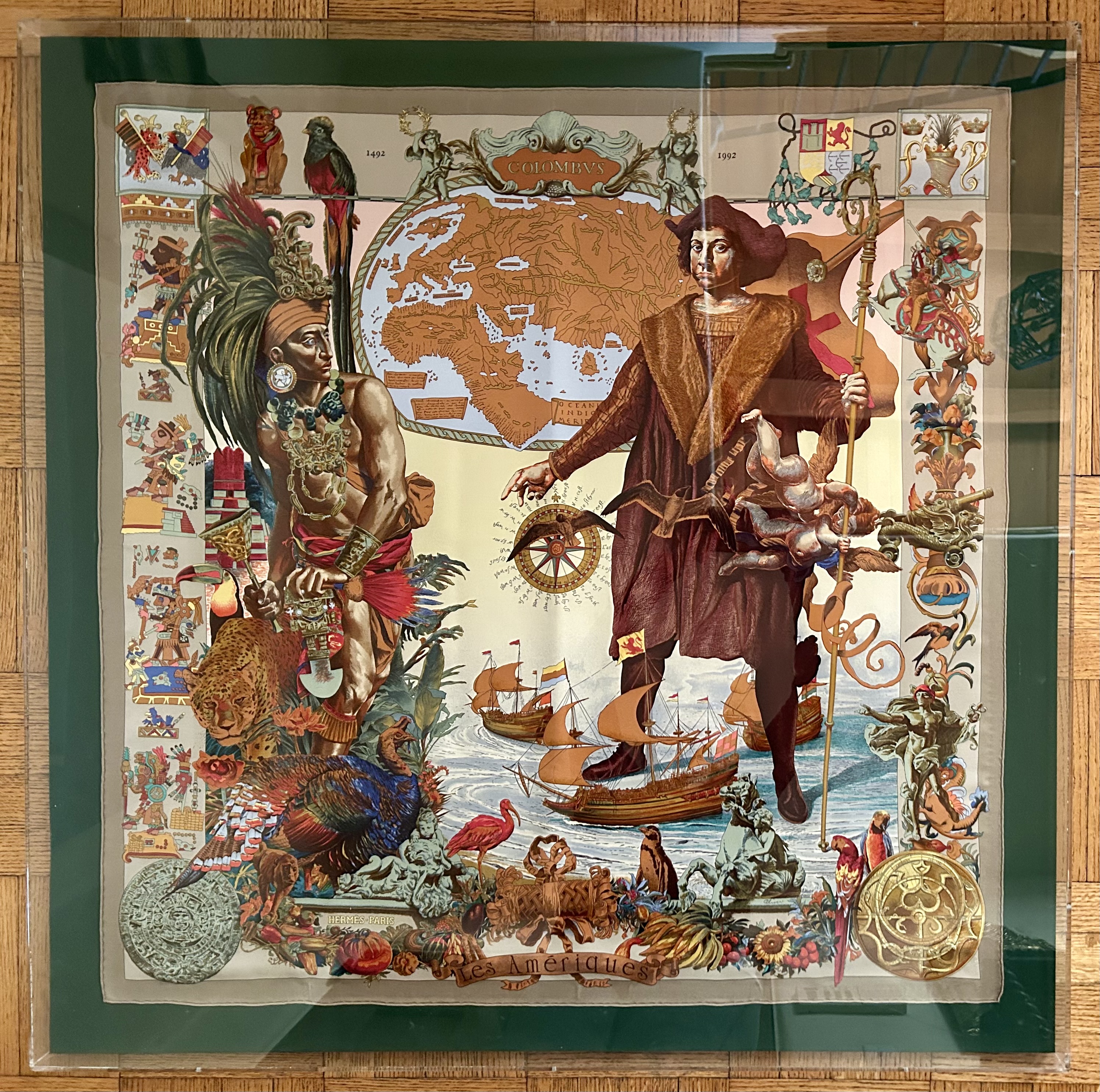 Hermes K. Oliver Ameriques Scarf Framed~P77687344