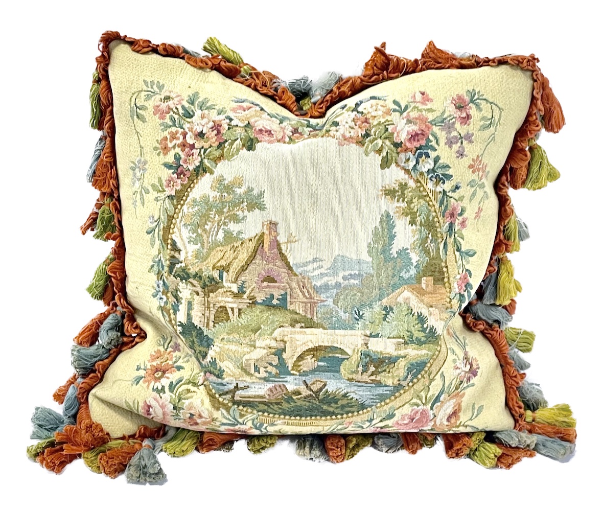 Cottage Scene Petit Point Pillow~P77717076
