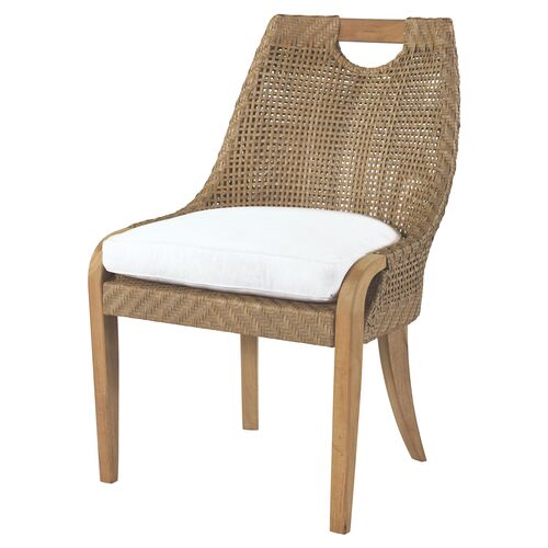 Edgewood Outdoor Dining Side Chair, Natural Sunbrella~P77478702