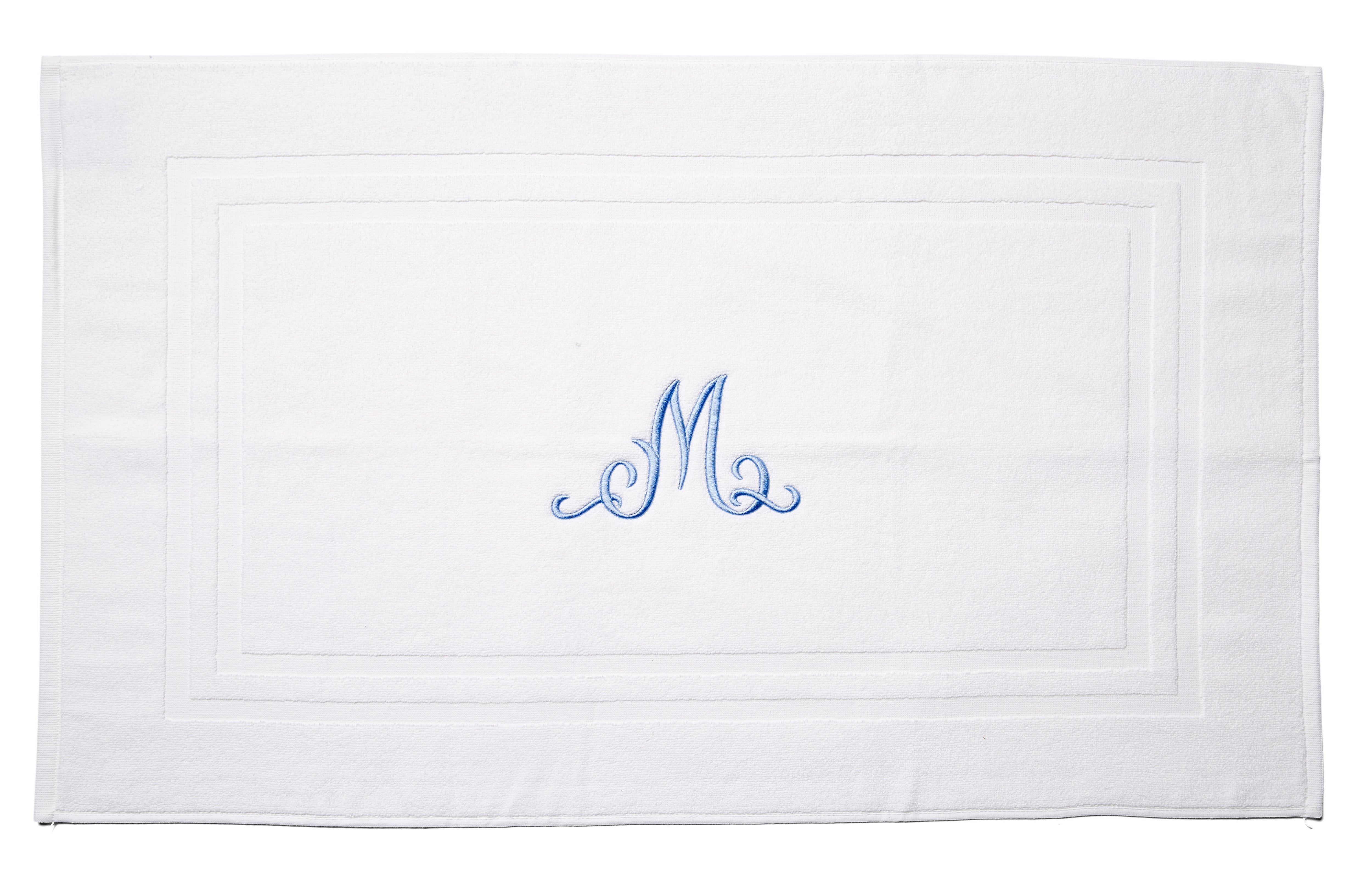 Script Monogram Bath Mat White Blue One Kings Lane