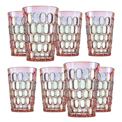 Imperial Pink Iridescent Highball Set of 8~P111123887