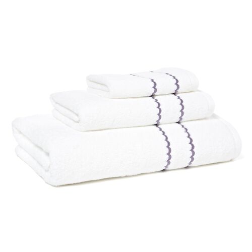 3-Pc Double Scallop Towel Set, Lilac~P75404161