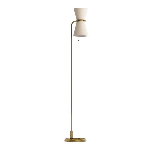 Gable Linen Shade Floor Lamp, Antique Brass Gable Linen Shade Floor Lamp, Antique Brass