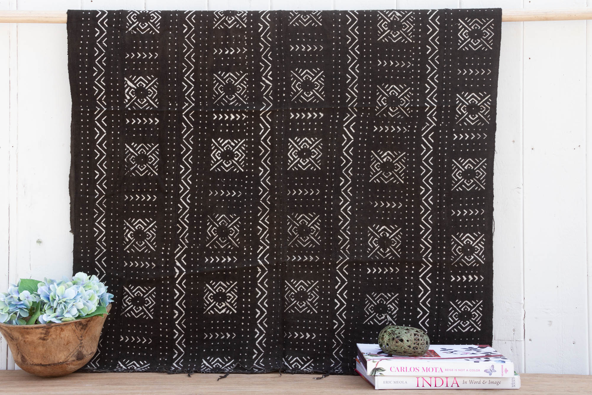 Geometric Black & White Mali Mudcloth~P77698609
