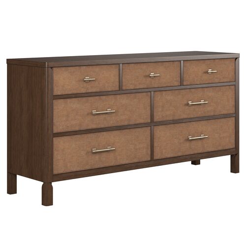 Forge 7-Drawer Woven Dresser, Dark Walnut/Cognac Forge 7-Drawer Woven Dresser, Dark Walnut/Cognac