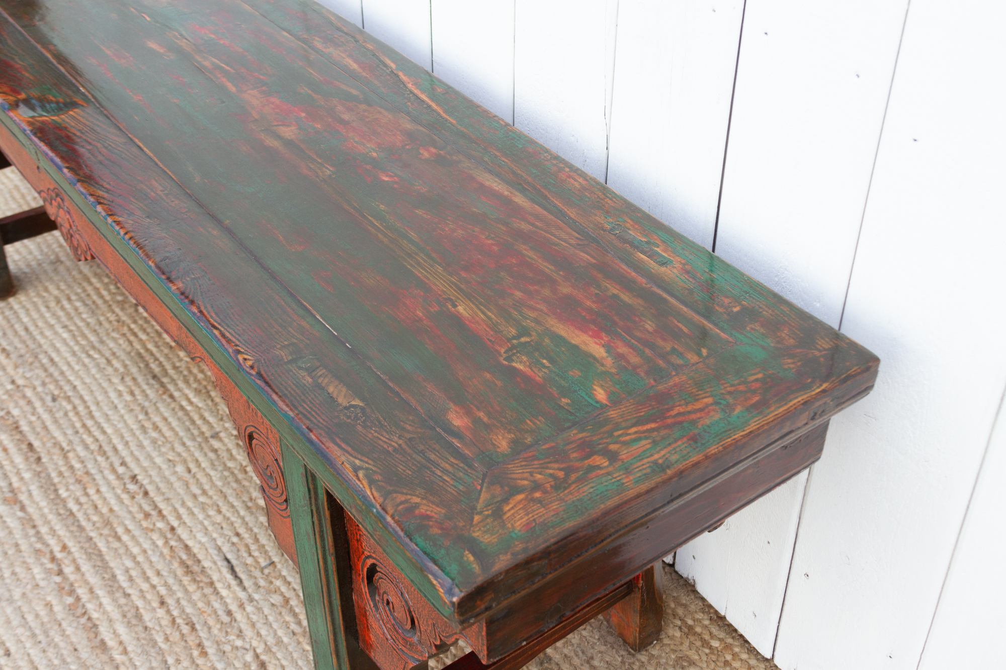 Primitive Painted Lacquered Gansu Bench~P77689318
