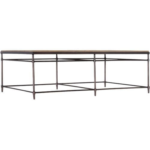 St. Armand Rectangular Wood Top Cocktail Table, Bronze/Natural