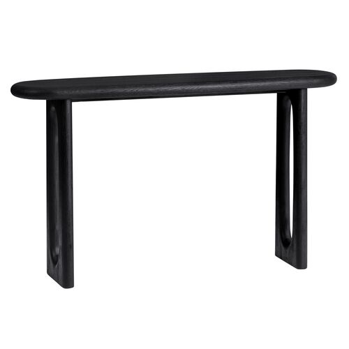 Estee Oak Console Table, Wirebrushed Black