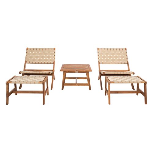 Xavien 5-Pc Outdoor Chair Lounge Set, Natural