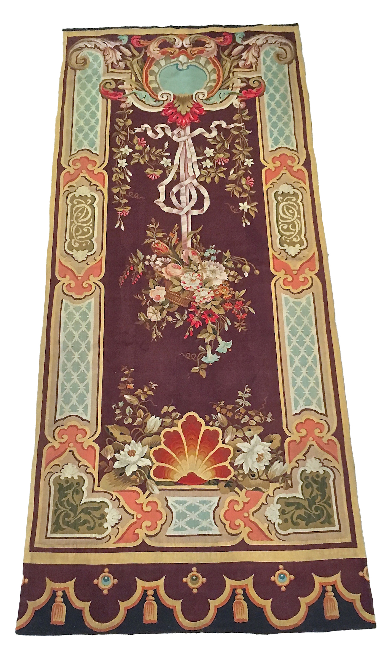 19th C. French Aubusson Floral Tapestry~P77662893