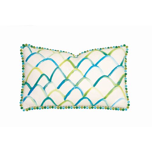Emery Lumbar Pillow, White/Green~P77476922