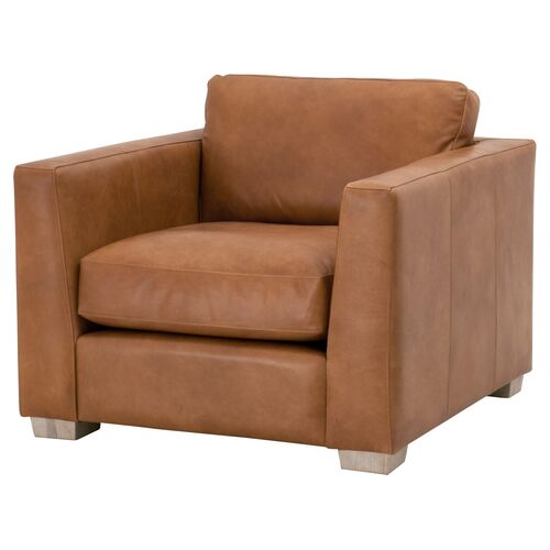Remy Taper-Arm Sofa Chair, Whiskey Brown Leather~P111119617