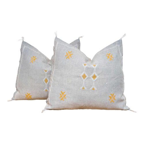 Pair of Slate Moroccan Silk Pillows~P77702686