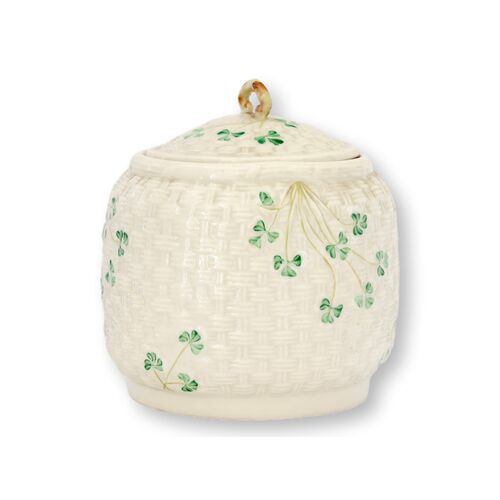 Irish Belleek Shamrock Biscuit Barrel Irish Belleek Shamrock Biscuit Barrel