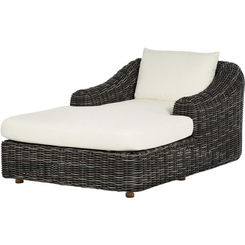 Lars Outdoor Teak Chaise Lounge, Venao Ivory