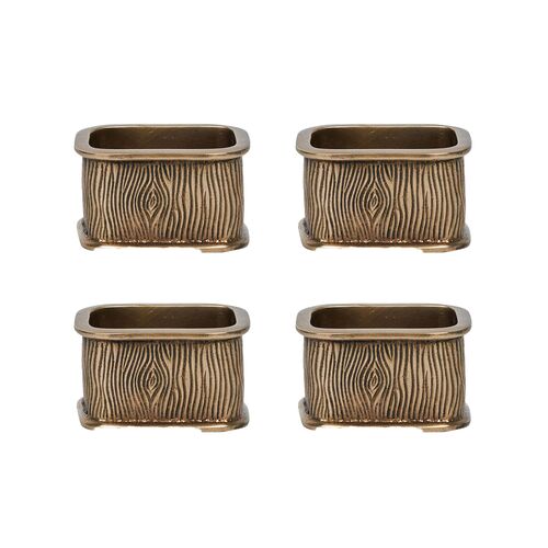 S/4 Blenheim Oak Napkin Rings, Brass