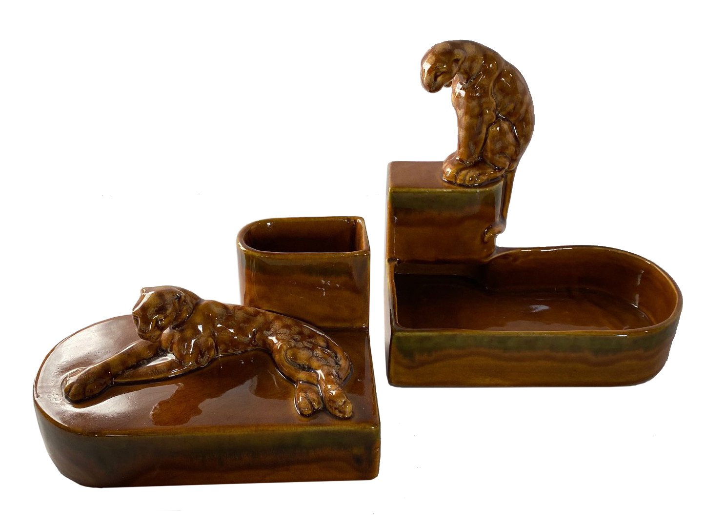 Midcentury Art Pottery Leopard Desk Set~P77610666