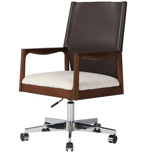 Peyton Upholstered Desk Chair, Espresso Leather