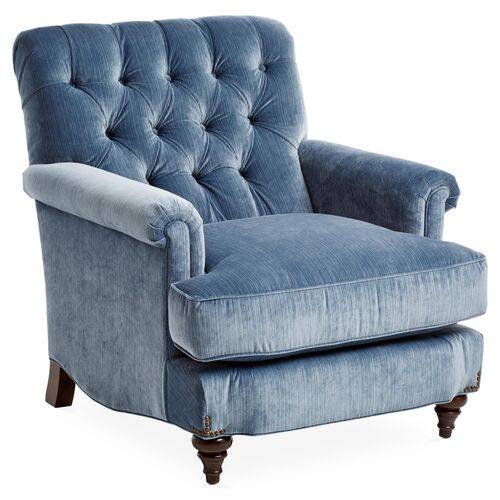 Acton Club Chair, Strie Blue Velvet~P77126009
