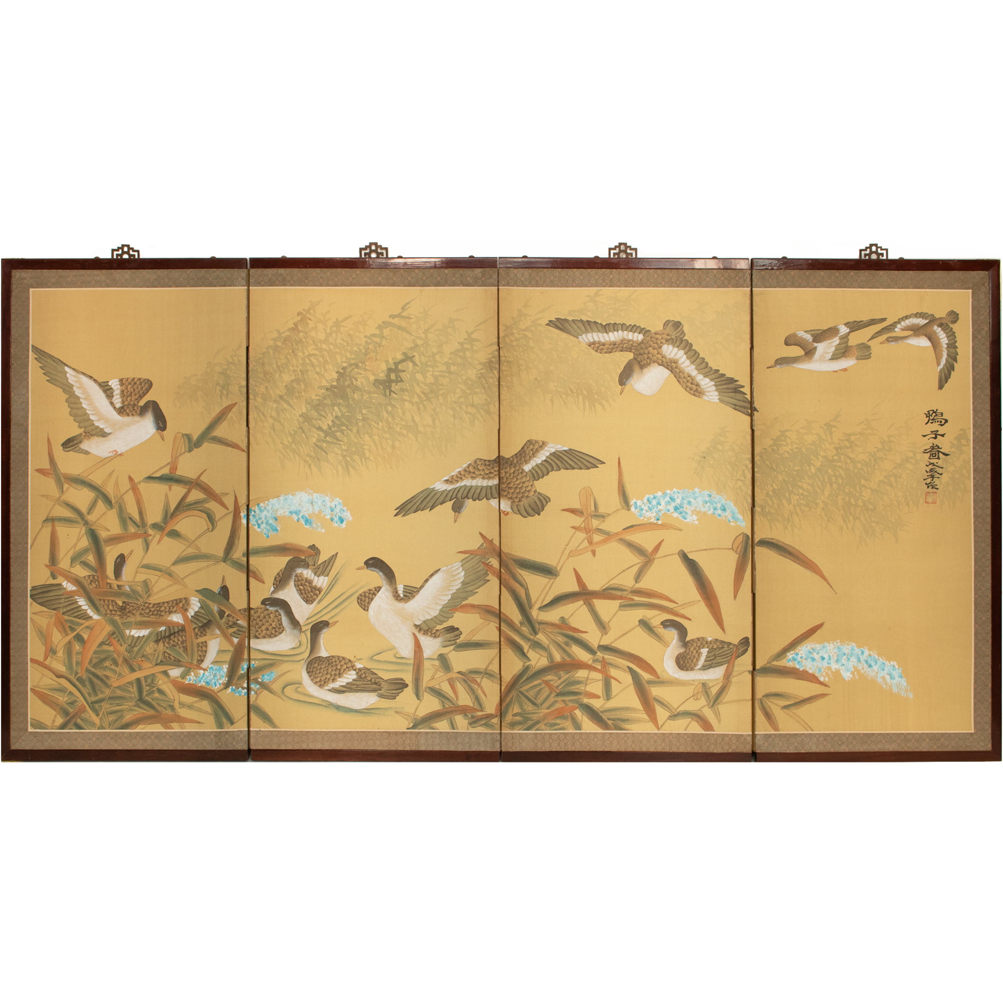 "Ducks on the Pond" Chinese Silk Screen~P77680951