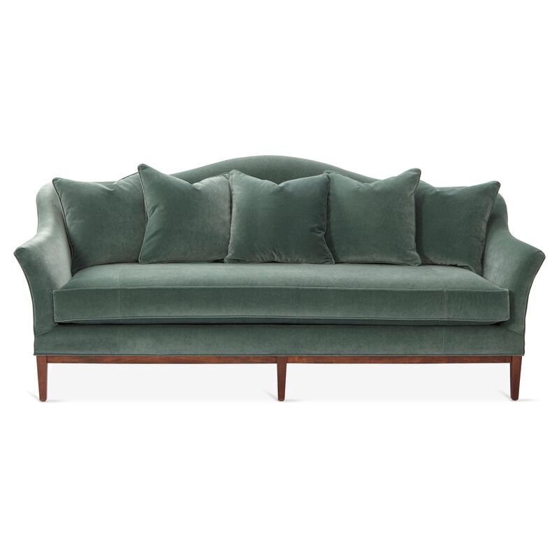 Eloise Camelback Sofa, Jade Velvet