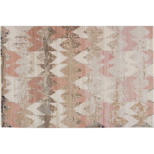 Zevi Chevron Rug, Beige/Lt Pink