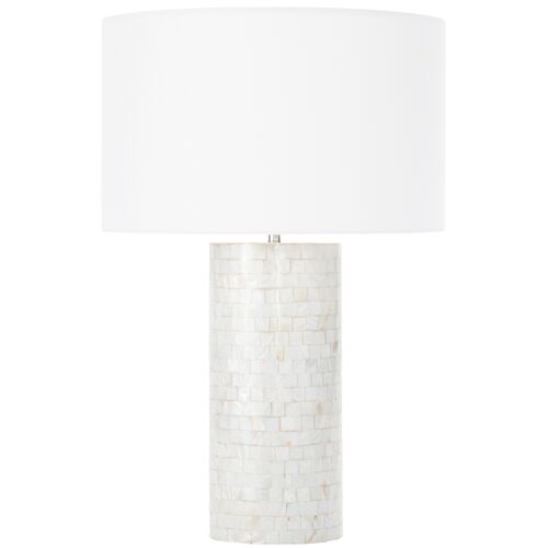 Coastal Living Heavenly Mother of Pearl Table Lamp, White
