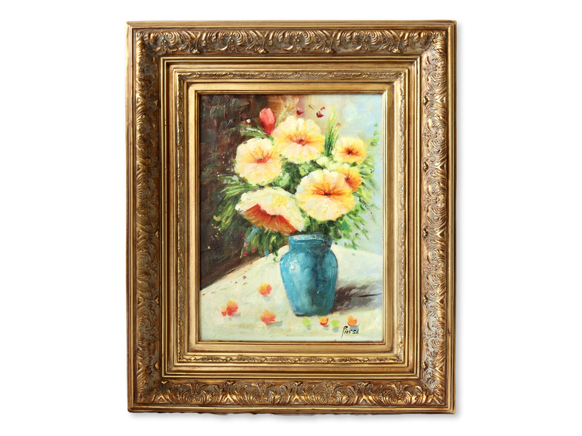 Framed Still Life Floral Oil on Canvas~P77698996