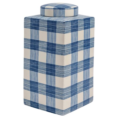 Nantucket Jar, Blue/White